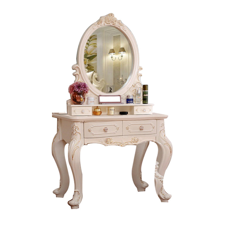 Victorian Bedroom With Drawer Mirror Solid Wood Makeup Vanity Set
