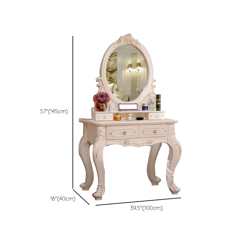 Victorian Bedroom With Drawer Mirror Solid Wood Makeup Vanity Set
