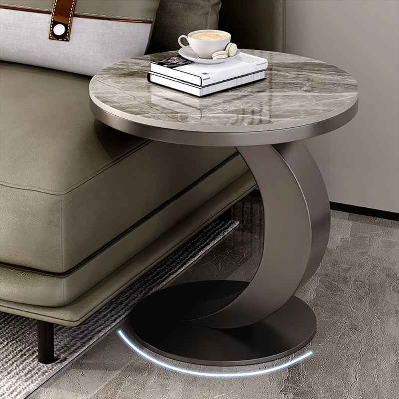 Contemporary Sofa Side Accent Table Metal Round Pedestal Living RoomCorner Table