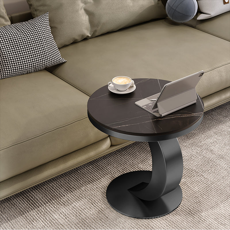 Contemporary Sofa Side Accent Table Metal Round Pedestal Living RoomCorner Table