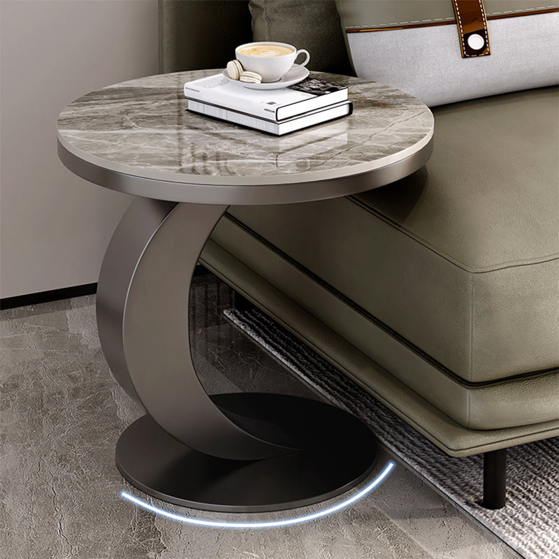 Contemporary Sofa Side Accent Table Metal Round Pedestal Living RoomCorner Table