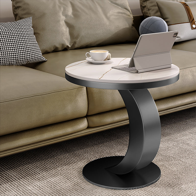 Contemporary Sofa Side Accent Table Metal Round Pedestal Living RoomCorner Table