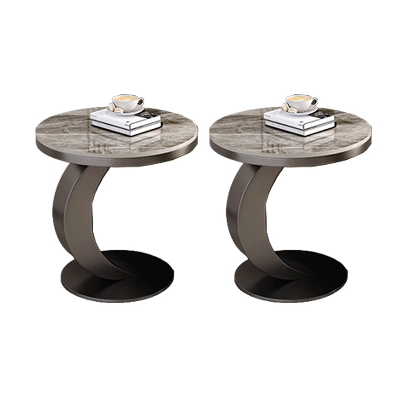 Contemporary Sofa Side Accent Table Metal Round Pedestal Living RoomCorner Table