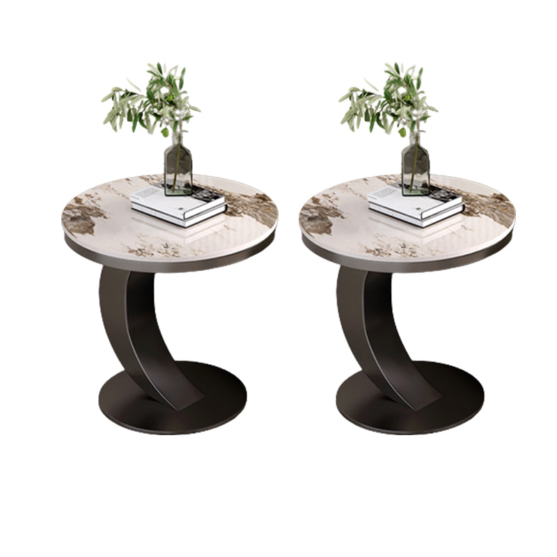 Contemporary Sofa Side Accent Table Metal Round Pedestal Living RoomCorner Table