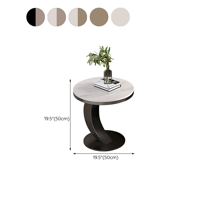 Contemporary Sofa Side Accent Table Metal Round Pedestal Living RoomCorner Table