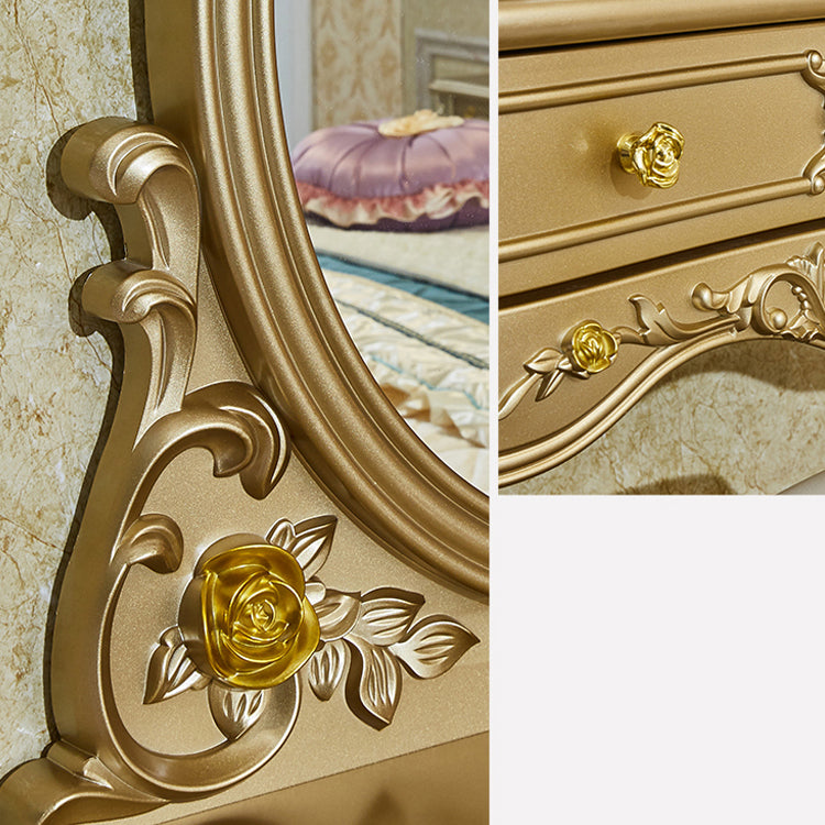 Victorian Wooden Vanity Dressing Table Gold 2-Drawer Make-up Vanity