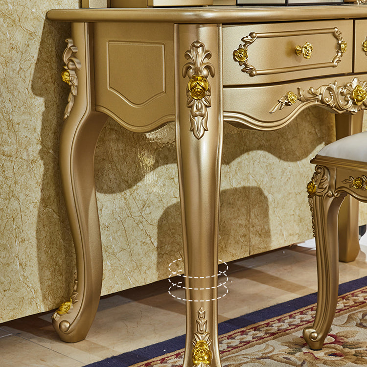 Victorian Wooden Vanity Dressing Table Gold 2-Drawer Make-up Vanity