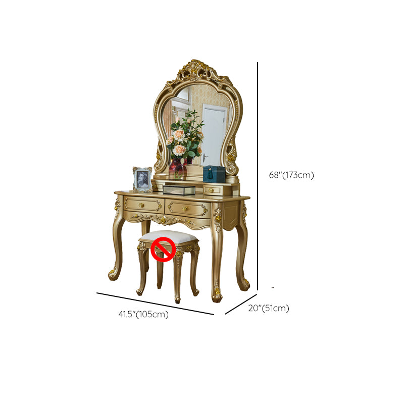 Victorian Wooden Vanity Dressing Table Gold 2-Drawer Make-up Vanity