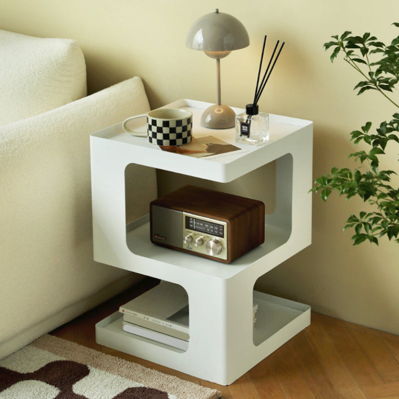 Modern Block Accent Side Table with Storage Square Living Room Corner Table