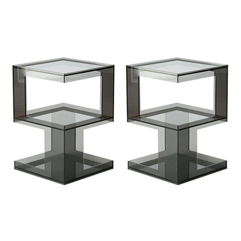 Modern Block Accent Side Table with Storage Square Living Room Corner Table