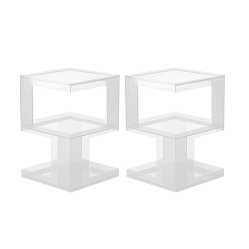 Modern Block Accent Side Table with Storage Square Living Room Corner Table