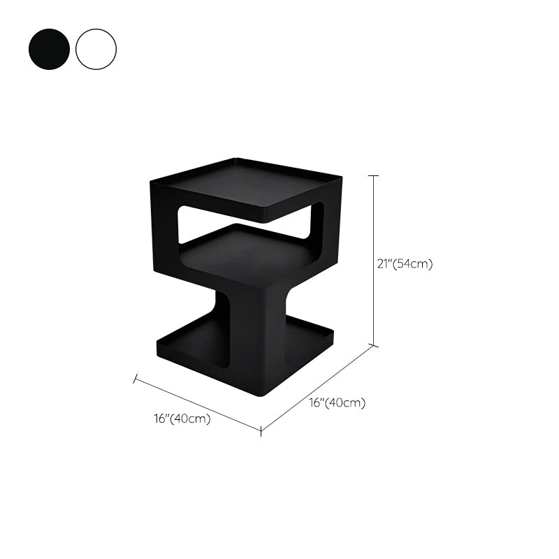 Modern Block Accent Side Table with Storage Square Living Room Corner Table