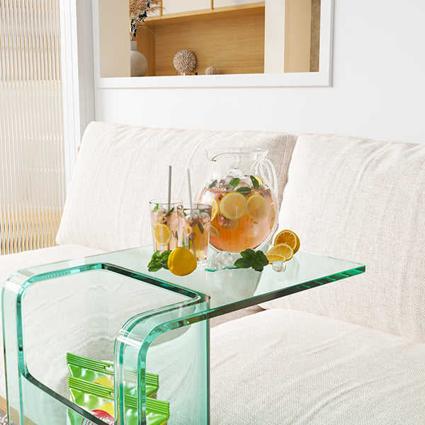 Modern Accent Side Table Plastic Abstract with Storage Rectangular Living Room