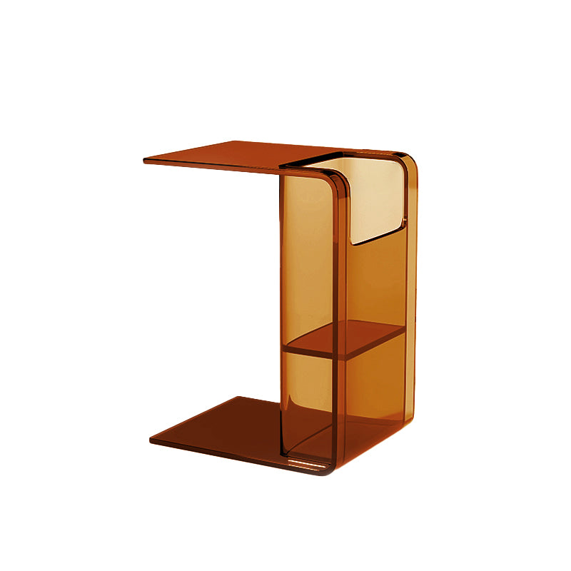 Modern Accent Side Table Plastic Abstract with Storage Rectangular Living Room