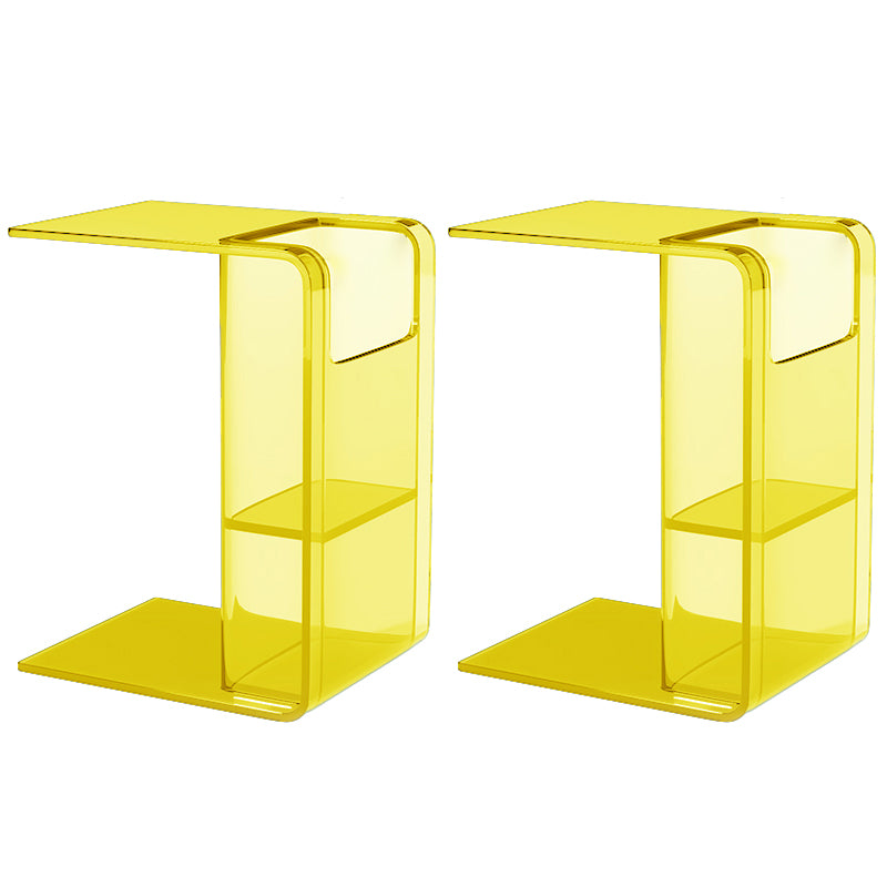 Modern Accent Side Table Plastic Abstract with Storage Rectangular Living Room