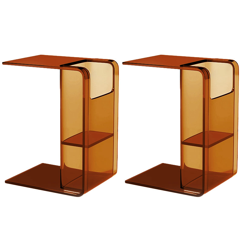 Modern Accent Side Table Plastic Abstract with Storage Rectangular Living Room