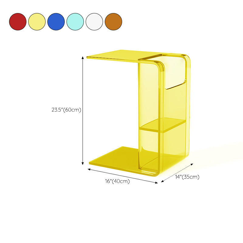 Modern Accent Side Table Plastic Abstract with Storage Rectangular Living Room