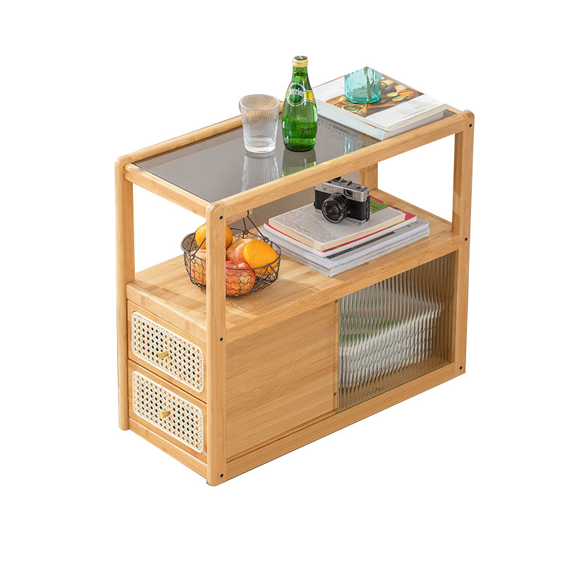 Rectangular Side End Table Living Room with Storage Block Corner Table