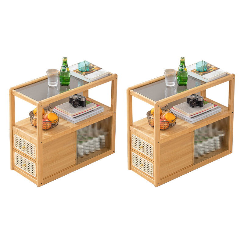 Rectangular Side End Table Living Room with Storage Block Corner Table