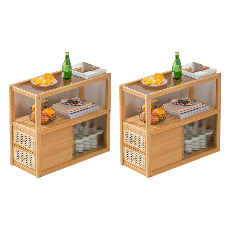 Rectangular Side End Table Living Room with Storage Block Corner Table