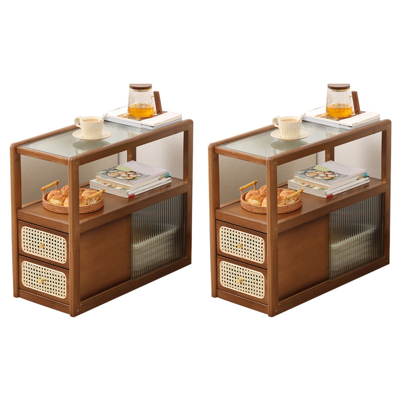 Rectangular Side End Table Living Room with Storage Block Corner Table