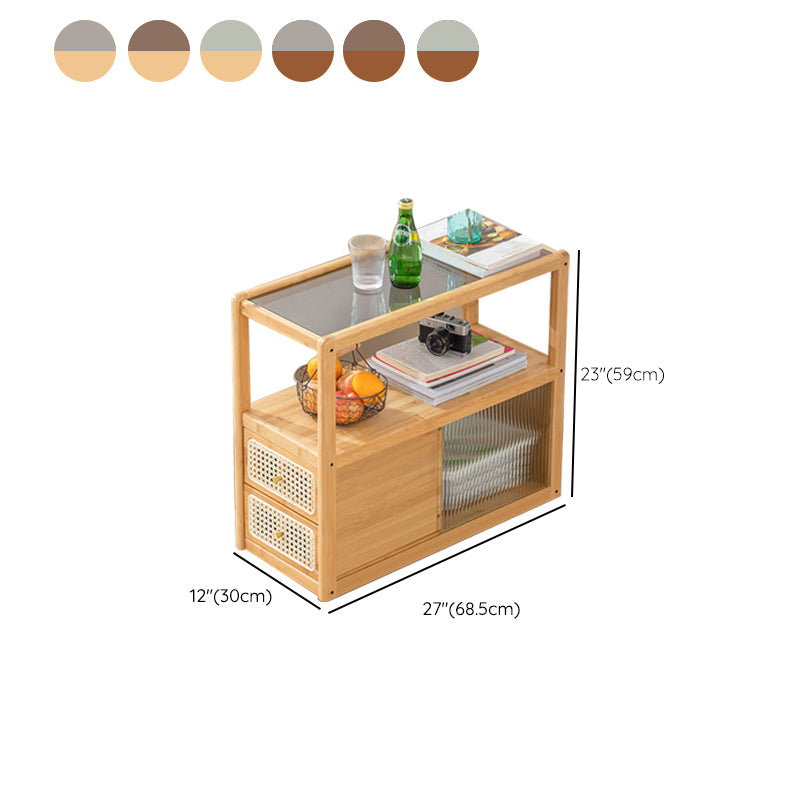 Rectangular Side End Table Living Room with Storage Block Corner Table