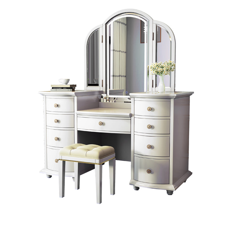 Contemporary Vanity Table and Stool Set 9 Drawers Makeup Vanity Desk
