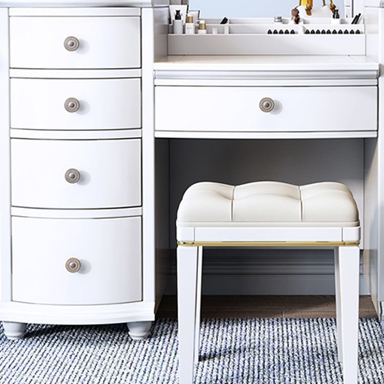 Contemporary Vanity Table and Stool Set 9 Drawers Makeup Vanity Desk