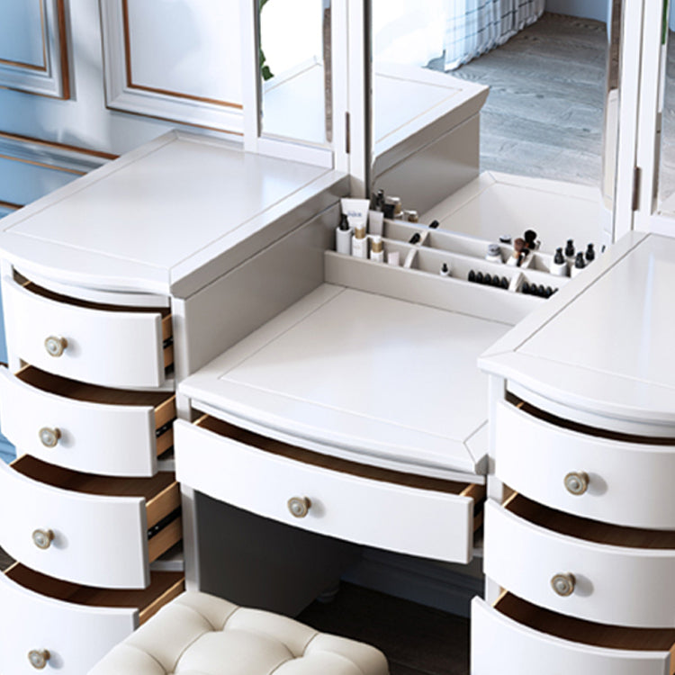 Contemporary Vanity Table and Stool Set 9 Drawers Makeup Vanity Desk