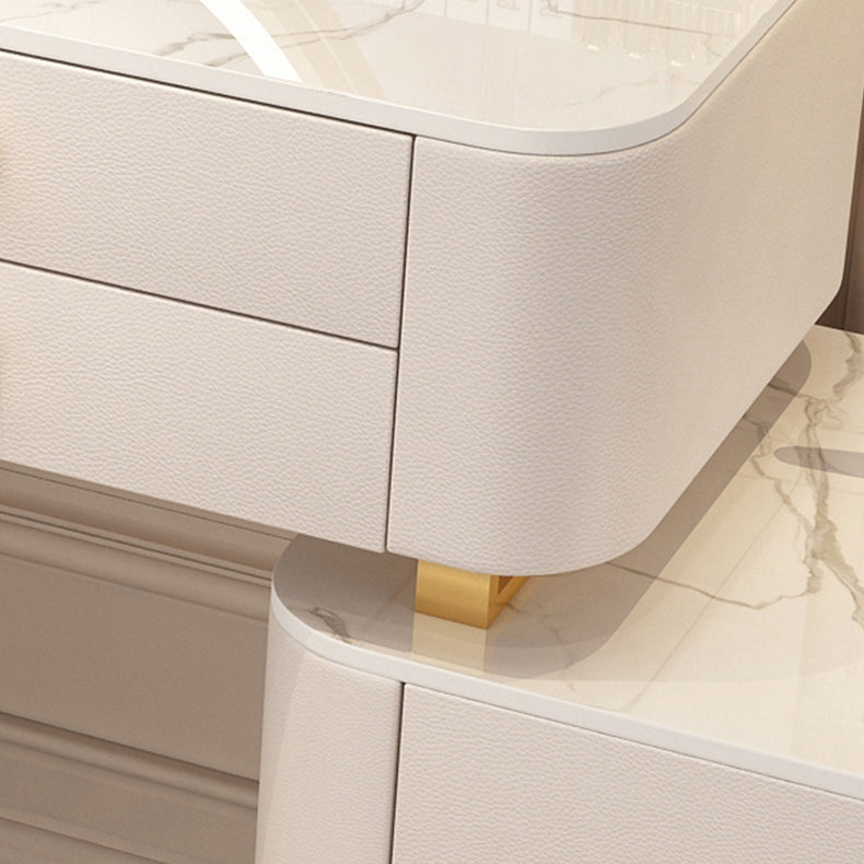 Solid Wood Makeup Vanity Desk Storage Dressing Table Stool Set with Drawer