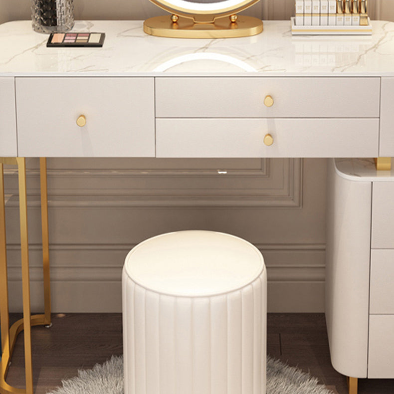 Solid Wood Makeup Vanity Desk Storage Dressing Table Stool Set with Drawer