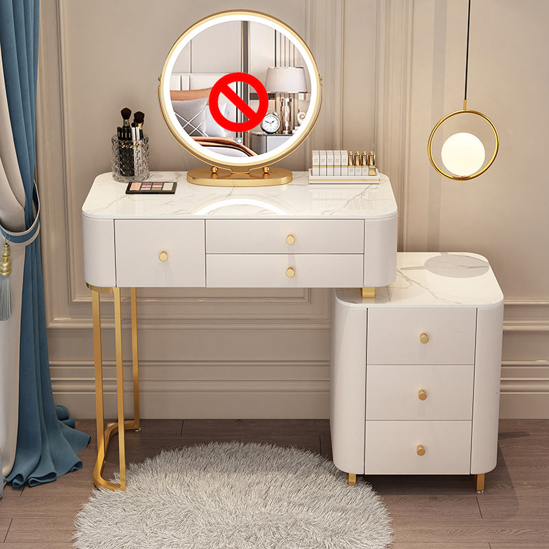 Solid Wood Makeup Vanity Desk Storage Dressing Table Stool Set with Drawer