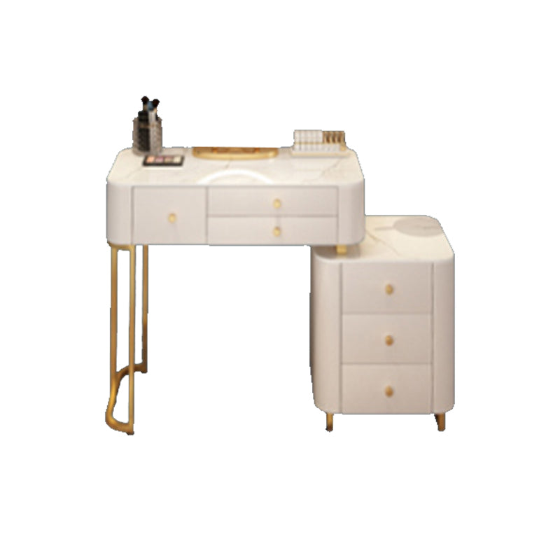 Solid Wood Makeup Vanity Desk Storage Dressing Table Stool Set with Drawer