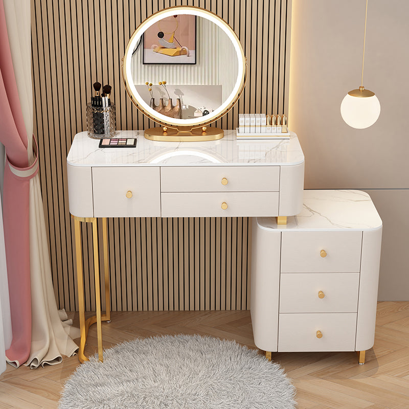 Glam Stone Bedroom Vanity Desk 6 Drawer Vanity Dressing Table