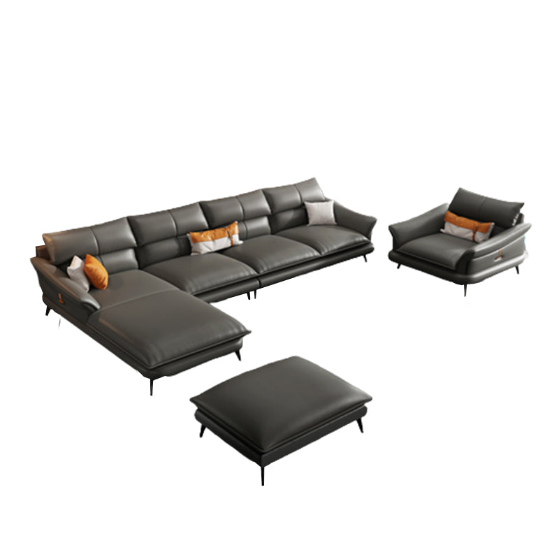 Nordic Style Sectional Sofa Flared Arm Cushion Back Sectional Sofa