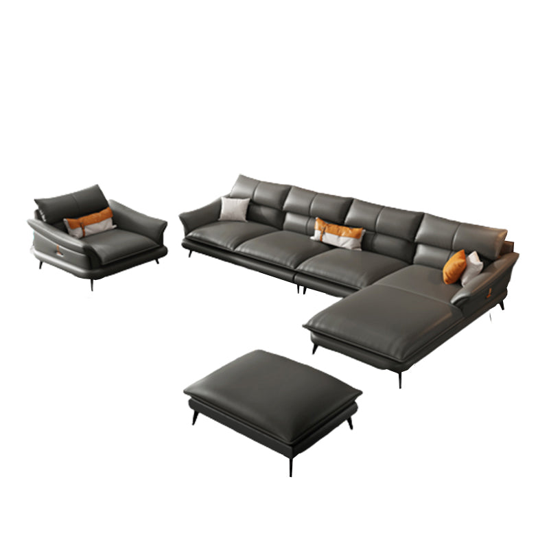 Nordic Style Sectional Sofa Flared Arm Cushion Back Sectional Sofa