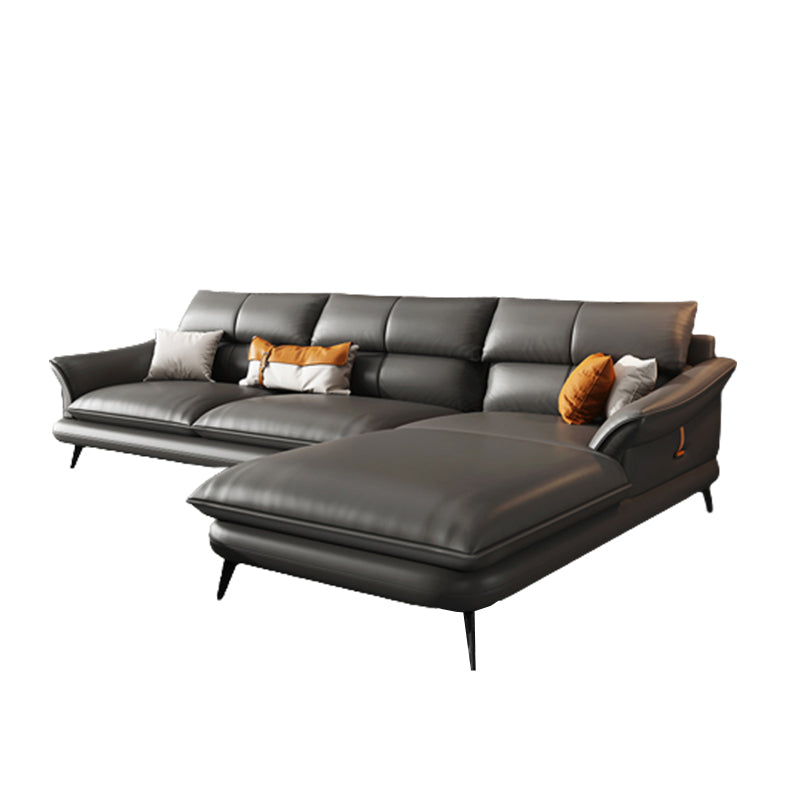 Nordic Style Sectional Sofa Flared Arm Cushion Back Sectional Sofa