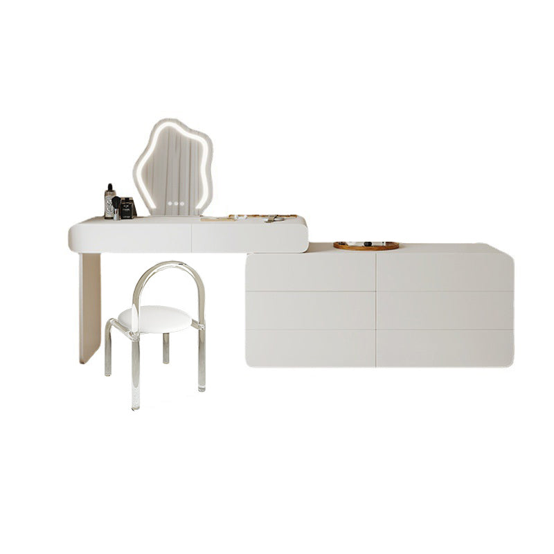 Contemporary Lighted Mirror Vanity Tables Bedroom Makeup Vanity Desk Table with Drawer