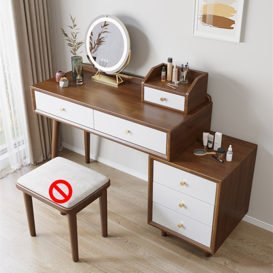ScandinavianSolid Wood Table Makeup Vanity with Mirror and Drawers