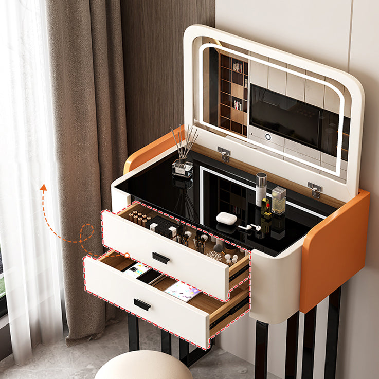 Contemporary Make-up Vanity Glass Bedroom 2-Drawer Lighted Mirror