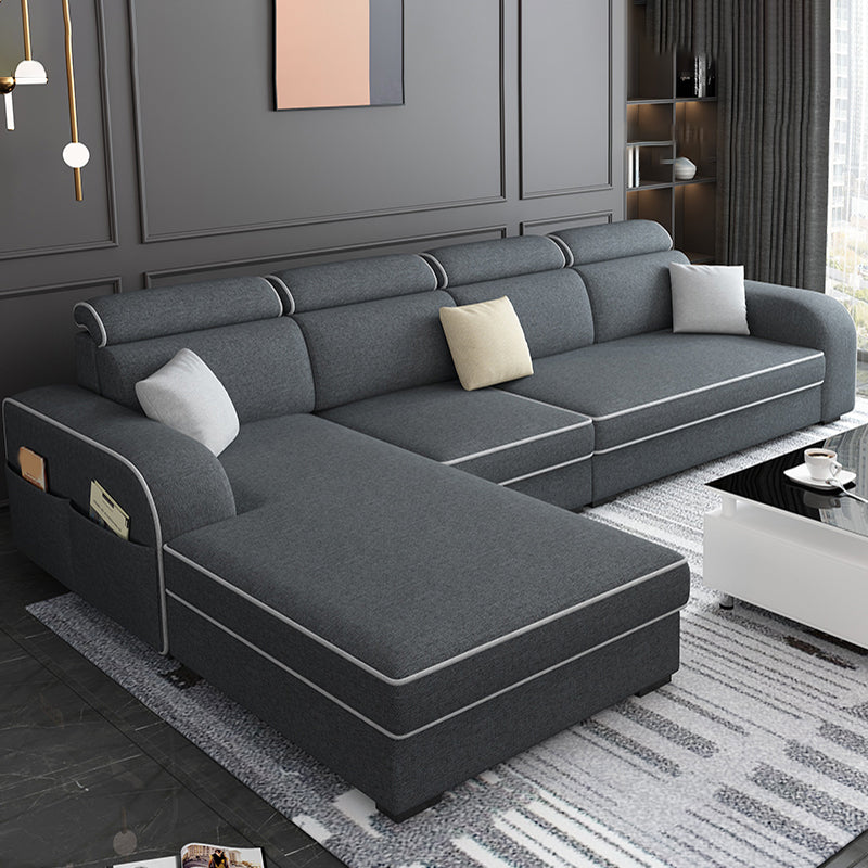Square Arm Sectional Sofa with Storage Adjustable Sectionalfor 4 People