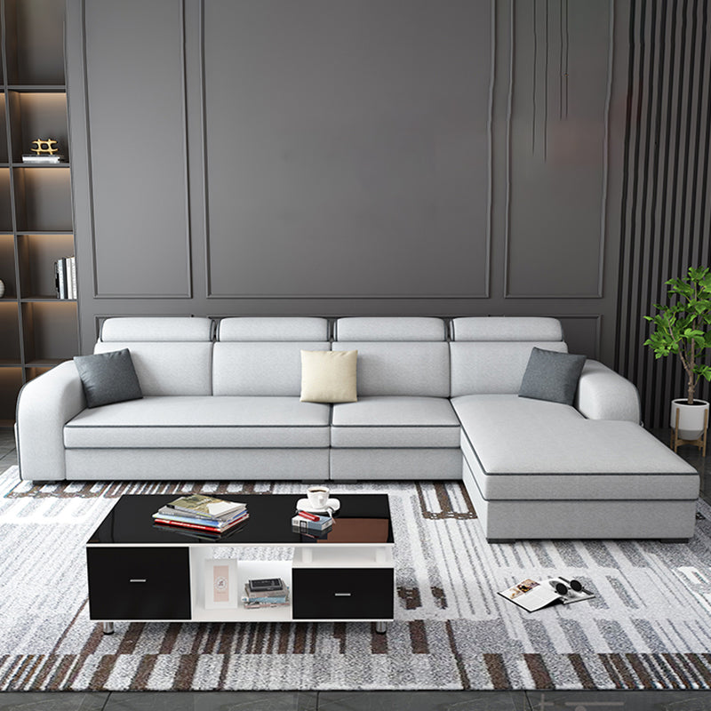 Square Arm Sectional Sofa with Storage Adjustable Sectionalfor 4 People