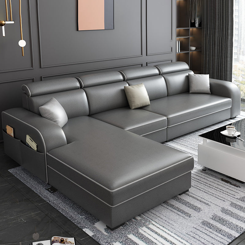 Square Arm Sectional Sofa with Storage Adjustable Sectionalfor 4 People
