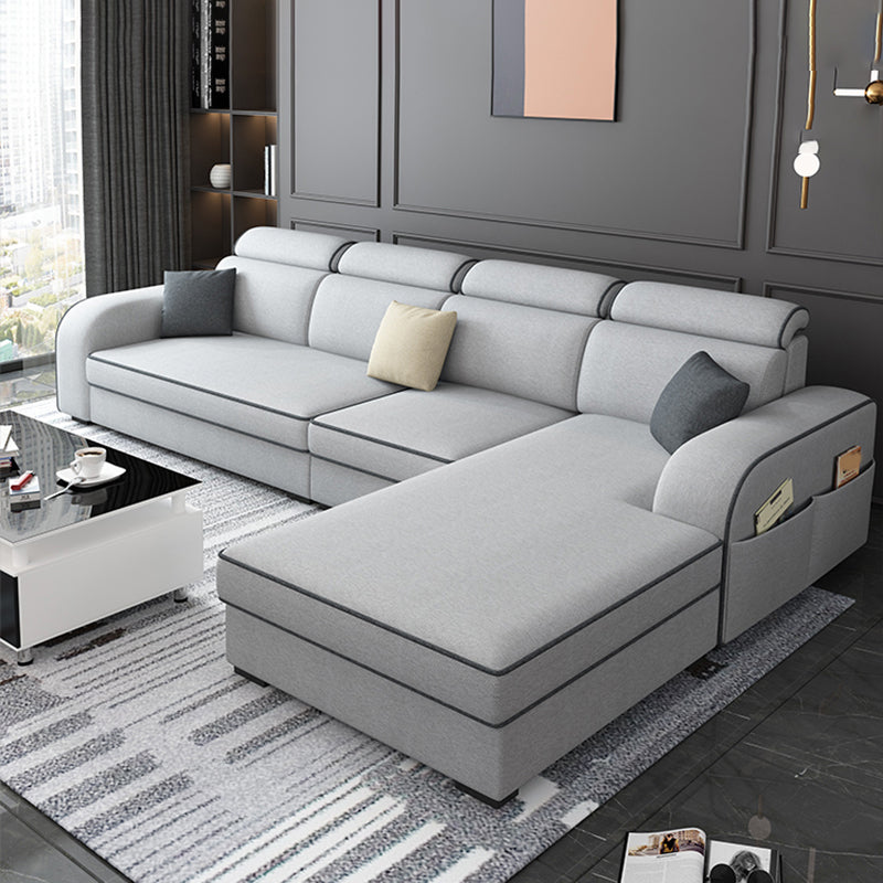 Square Arm Sectional Sofa with Storage Adjustable Sectionalfor 4 People