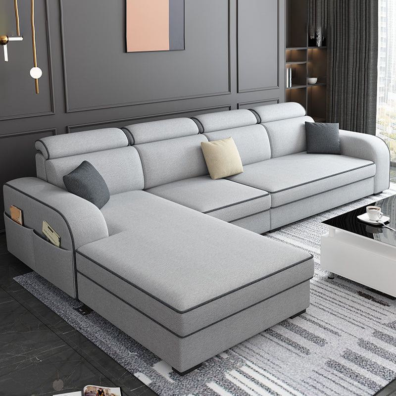 Square Arm Sectional Sofa with Storage Adjustable Sectionalfor 4 People