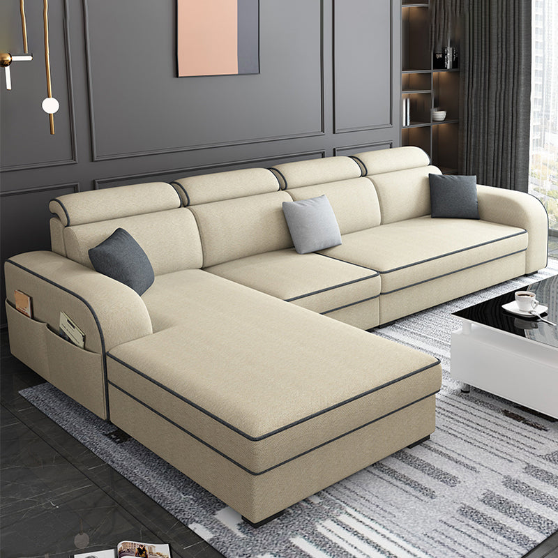 Square Arm Sectional Sofa with Storage Adjustable Sectionalfor 4 People