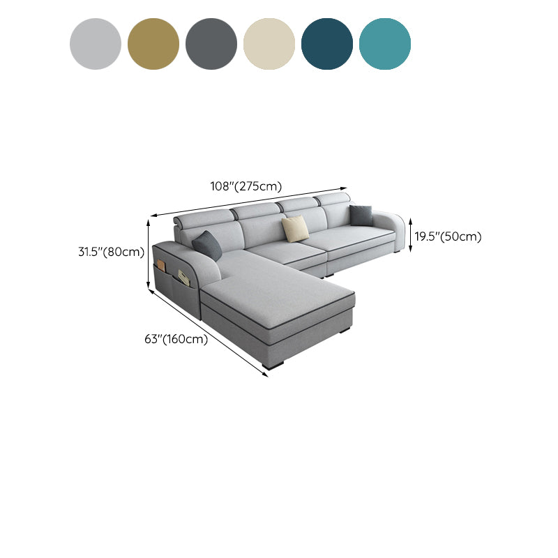 Square Arm Sectional Sofa with Storage Adjustable Sectionalfor 4 People