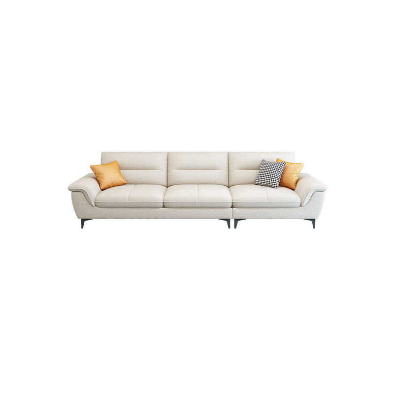 Stain-Resistant Sectional Sofa for Living Room in White with Pillow Top Arm