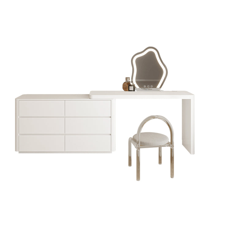 Wooden Makeup Vanity Desk Storage Box Dressing Table Stool Set