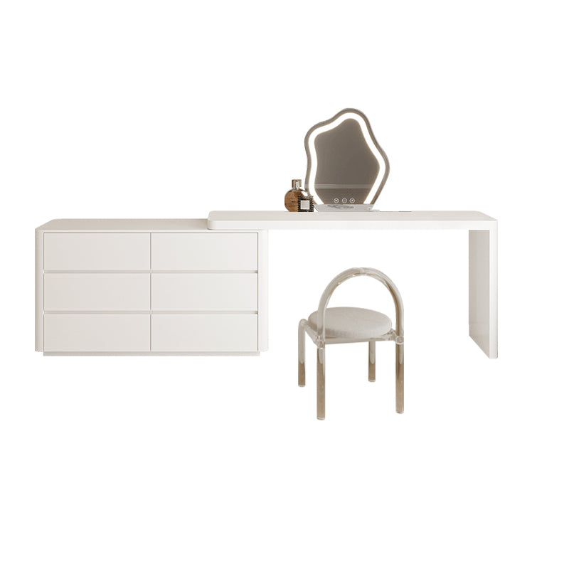 Wooden Makeup Vanity Desk Storage Box Dressing Table Stool Set